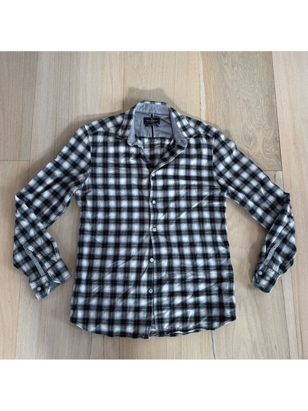 Blue Harbour Regular Black Mix Casual Button Down Shirt Size Small
